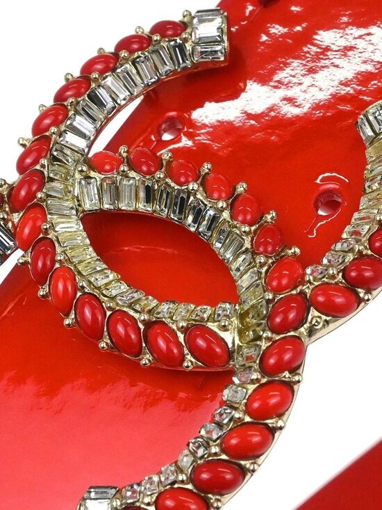 Chanel Belt Red Patent Leather Rhinestone main image 14